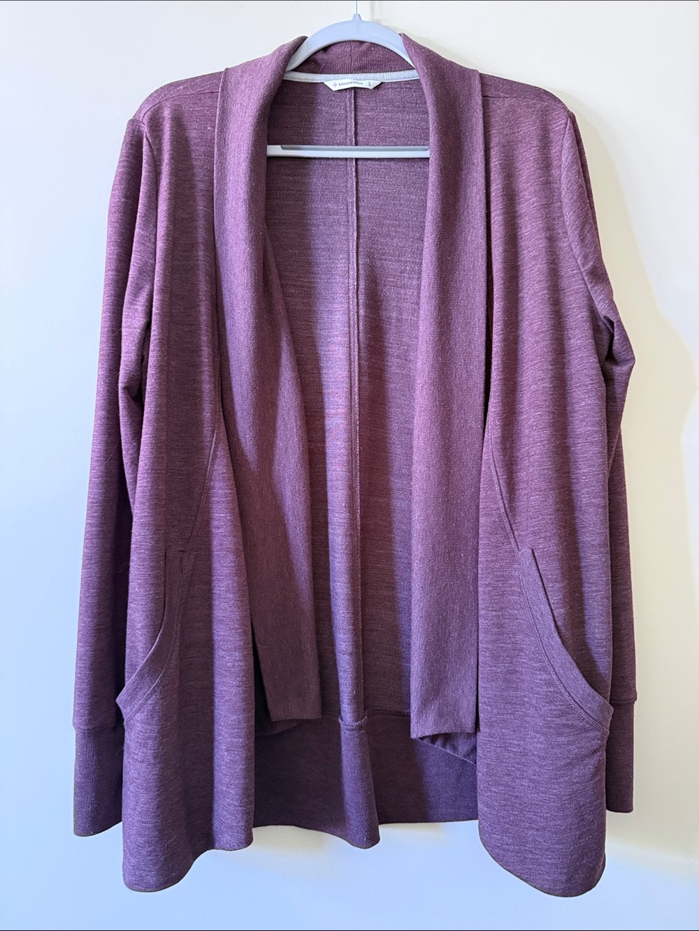 Open-Front Draped Cardigan in Plum - Women's Cozy Layer